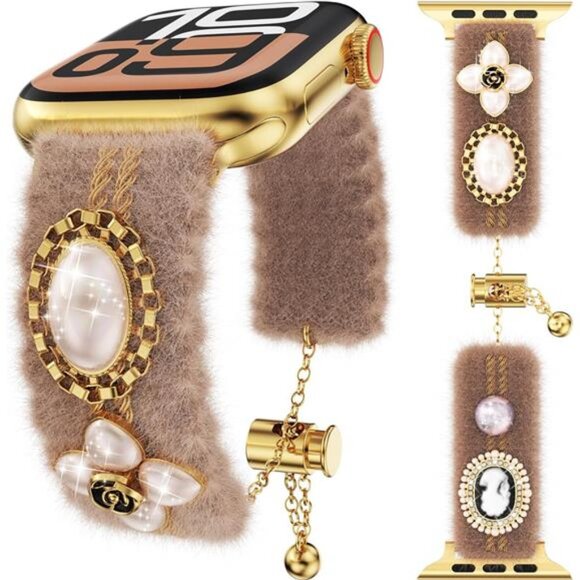 NEW Luxury Fluffy Fashion Apple Watch Band - Picture 1 of 7